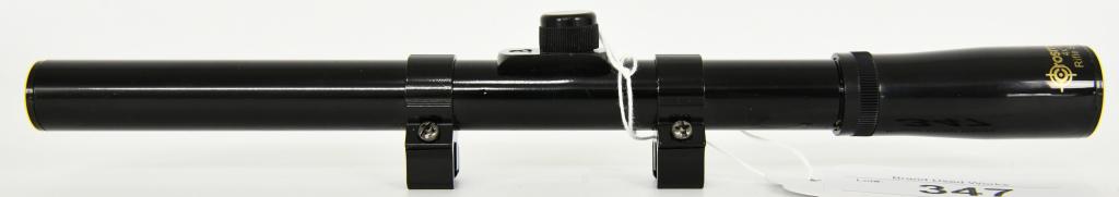 Crosman 0410 Targetfinder Rifle Scope: The Targetfinder is a 4-power scope with focusing eyepiece, precision coated optics and turret adjustments for windage and elevation. Easily mounts on all current Crosman air rifles with 3/8" dovetail