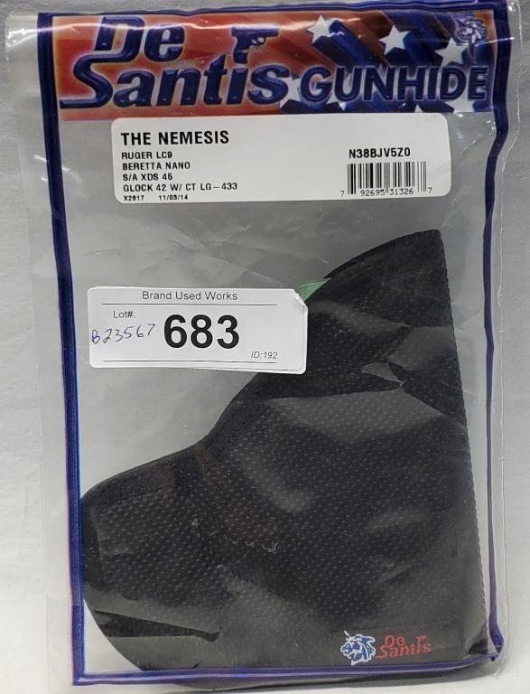 De Santis Gun Hide Ambidextrous Holster New In: Package Desantis Ambi Nemesis Holster - N38BJV5Z0 The Nemesis has revolutionized pocket holsters This pocket holster absolutely will not move out of position in your pocket The inside is made of a sli
