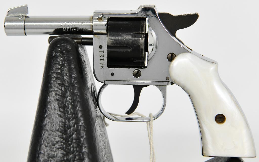 Imperial Metal Products Inc. .22 Short Revolver: Up Next We Have a Imperial Metal Products Inc. Model IMP, Chambered in .22 Short, 2 1/2" Barrel, 6 Shot Revolver, Nickel Finish, Blued Barrel, Hammer, & Trigger, Faux Pearl Grips. Overall in Great Con