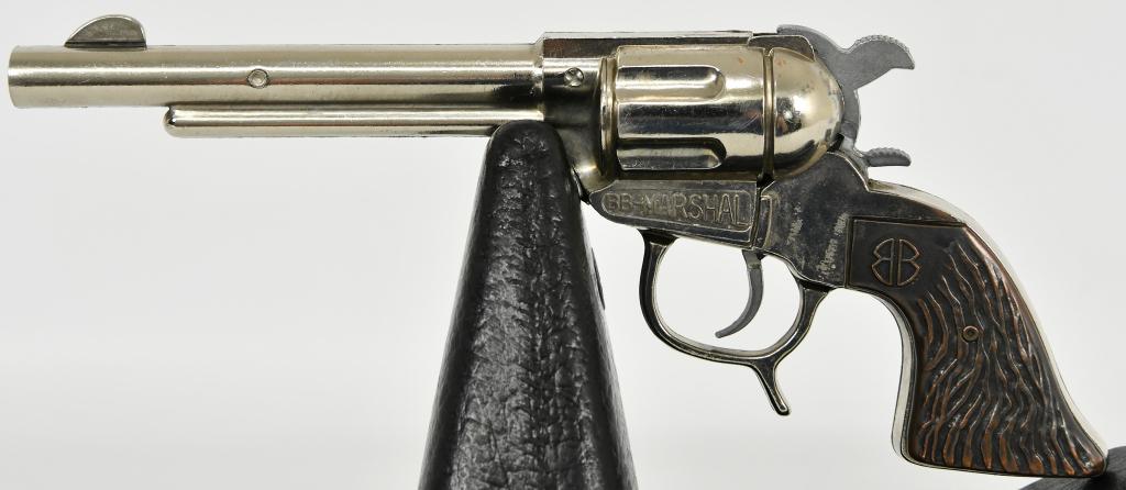 Marked Buck N Bronc Die Cast Revolver Cap Gun: Marked Buck N Bronc Die Cast Revolver Cap Gun Also Marked BB Marshal Measures 11" Long Overall In Great Condition