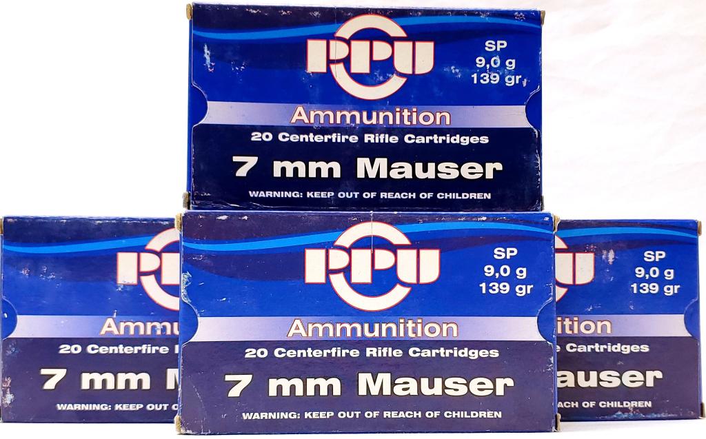 80 Rounds of PPU 7mm Mauser Ammunition 139: Grain Soft Point Ammunition ,,, Since 1928, Prvi Partizan has been producing custom ammunition in Serbia for competition, indoor ranges and big game hunting. Soft point bullets feature a soft lead exp