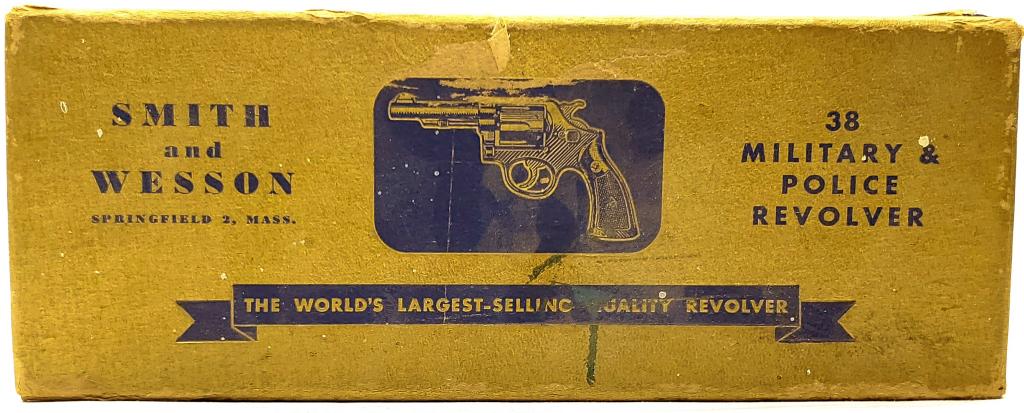 Collectible Smith & Wesson .38 Caliber Revolver: Box Box Is For .38 Smith & Wesson Military & Police Revolver , Has A Gold Tone Color