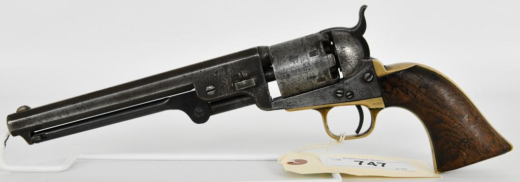 Civil War 1851 Colt Navy Percussion Revolver .36: Here We Have a Nice Civil War Era 1851 Colt Navy Percussion Revolver in .36 Caliber. Serial #167640 Dates it to 1863. All of the visible serial numbers match, Small rounded, brass trigger guard, brass