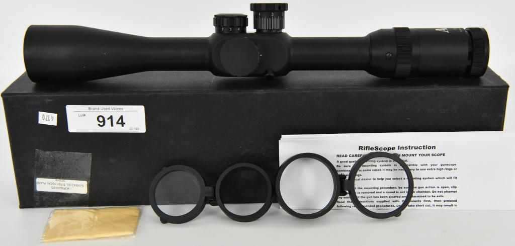 AIM 6-24X42 Mil-Dot Reticle Rifle Scope First: AIM 6-24X42 Mil-Dot Reticle Rifle Scope First Focal Plane Real nice pre owned condition, comes with the original box and papers and lens covers, no dents scratches or scuffs and no scope rings with th