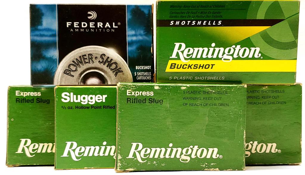 30 Rounds of 16 Ga Slugs & Buckshot Shotshells: 20 Rounds Are Remington Rifled Slug 2 3/4" 4/5 Oz Slugs , 5 Rounds Are Remington 12 Ga BuckShots 2 3/4" 9 Pellets & 5 Rounds Are Federal 16 Ga 2 3/4" Buckshots 12 Pellets Maximum Load