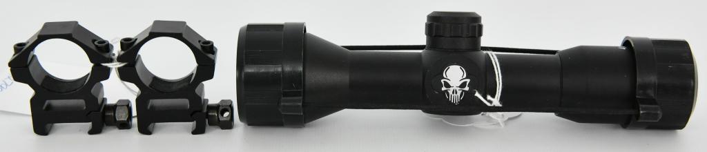 TAC MSG 500 Mount Rings with Scope 4x32: TAC MSG 500 Mount Rings with Scope 4x32 with lens covers. Here a brief quote from the MFG: Riflescopes produced in their factory extensively can be applied to various rifles, it has a crosshair instea