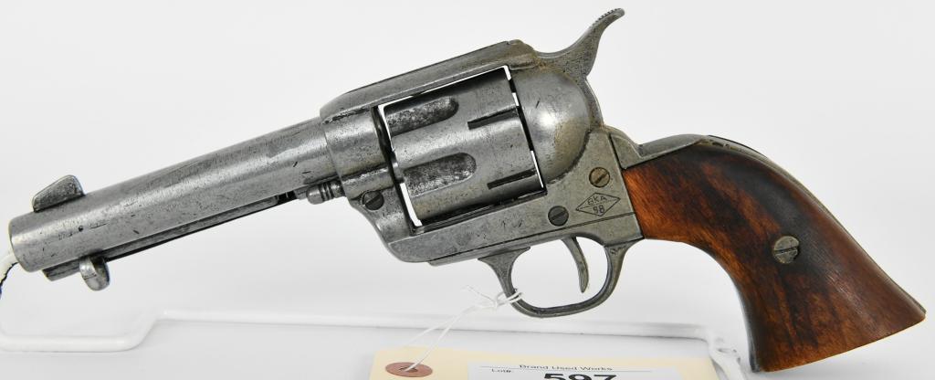 .45 Colt Revolver Movie Prop Gun BKA 98: Up Next We Have a Non Firing Lifelike Movie Prop gun of a Colt .45. Weighted, with Spinning Cylinder, Hammer and trigger function. May have been used in a John Wayne Movie! No Background Check Needed