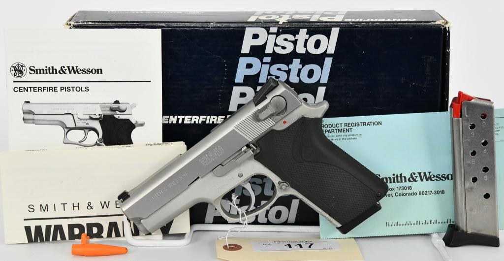 Smith & Wesson Model 3913 9mm Semi Auto Pistol: Up Next We Have an Excellent Like New Smith & Wesson Model 3913 Semi Auto Pistol Chambered in 9mm and Comes with Two Single Stack 8 Round Magazines, 3 1/2" Barrel, In Stainless Finish, Comes in The Ma