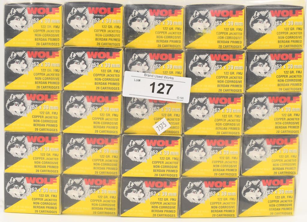 500 Rounds Of Wolf 7.62x39mm Ammunition: 500 Rounds Of Wolf 7.62x39mm Ammunition 122 Grain Full Metal Jacket Copper Jacketed Non Corrosive Berdan Primed Ammunition In Sealed Pack