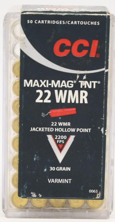 43 Rounds Of CCi .22 WMR Ammunition: 43 Rounds Of CCi .22 WMR Ammunition Jacketed Hollow Points 30 Grain Varmint Maxi-Mag TNT Ammunition