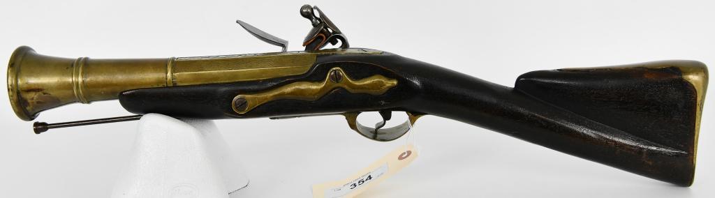 Antique 19th Century French Blunderbuss: Up Next is Another Amazing Opportunity to own a Rare Weapon, Here We Have a Antique 19th Century French Blunderbuss, 13" Brass barrel, 2 1/4" Diameter at Muzzle, 24 1/2" Overall, Unsure but it Appears