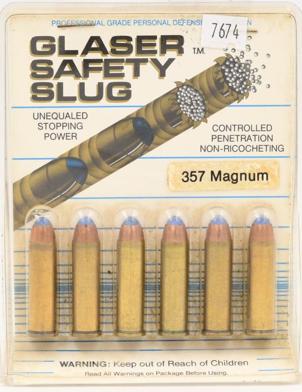 6 Rounds Of Glaser Safety Slug .357 Magnum Ammo: 6 Rounds Of Glaser Safety Slug .357 Magnum Ammo, Unequaled Stopping Power Controlled Penetration Non Ricocheting Ammunition In Sealed Pack