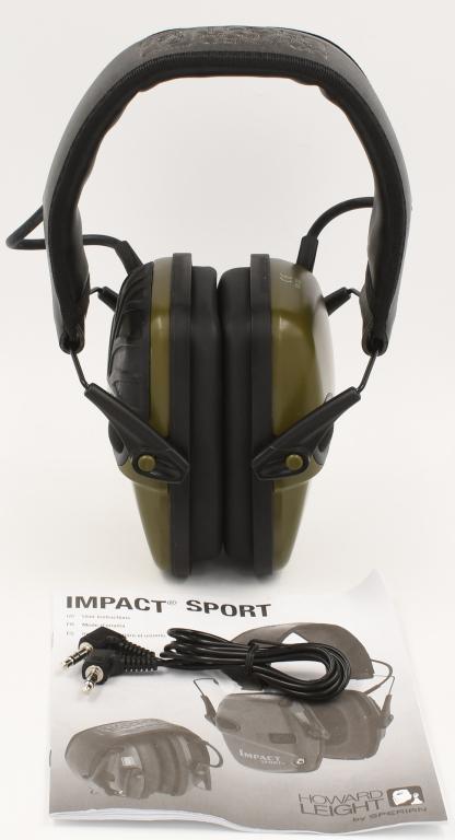 Impact Sport Earmuffs with paperwork: appear in like new condition. The Impact Sport amplifies surrounding sounds such as voices, machines and warning signals to safe levels yet it provides good hearing protection.Loud impulse sounds are 