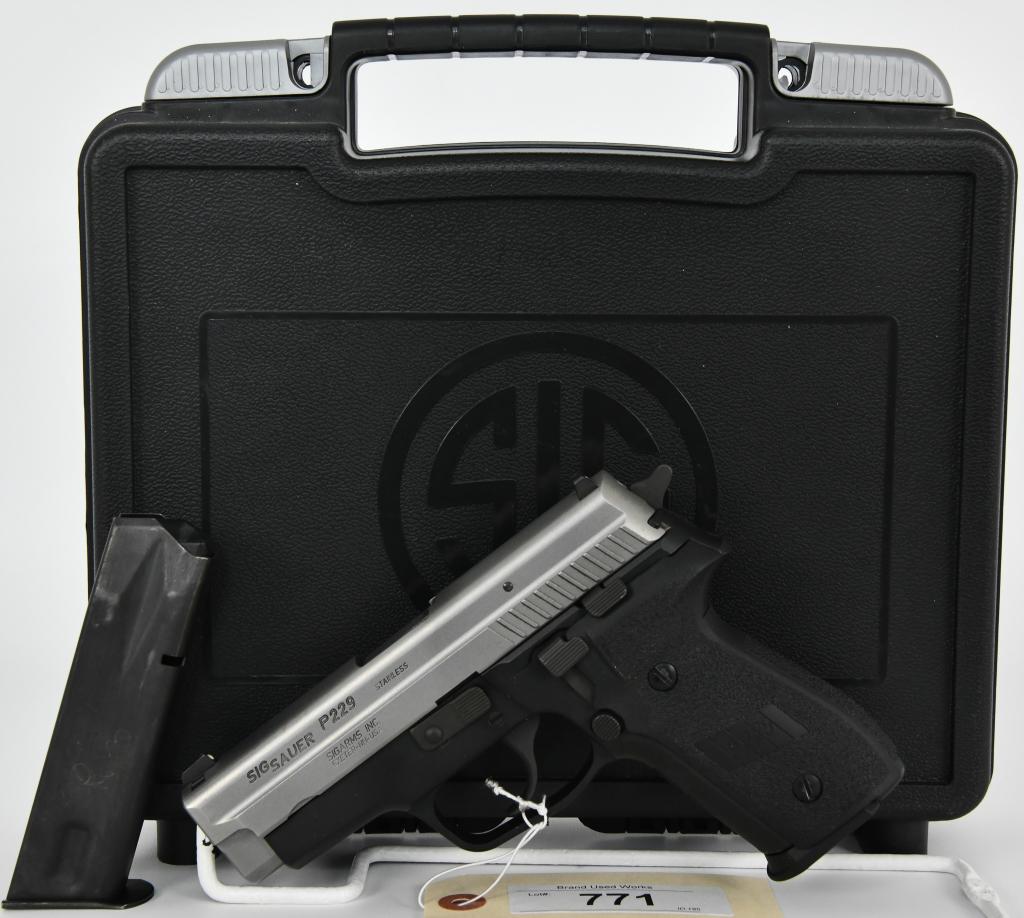 Sig Sauer P229 Stainless Two Tone .40 S&W Germany: Up Next we have a Sig Sauer P229 Stainless Two Tone Semi Auto Pistol Chambered in .40 S&W Frame Marked Made in Germany, Comes with Two Magazines, Matte black frame, standard DA/SA trigger, bar-dot sig