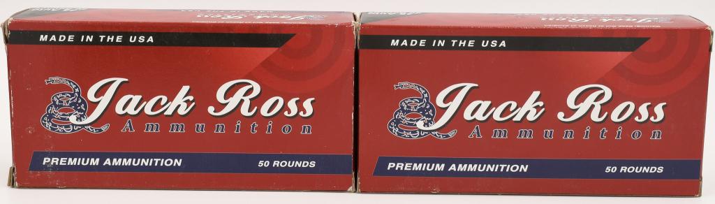 100 Rounds Of Jack Ross .45 ACP Ammunition: 100 Rounds Of Jack Ross .45 ACP Ammunition, Premium .45 Auto 230 Grain FMJ Ammunition , Made In USA
