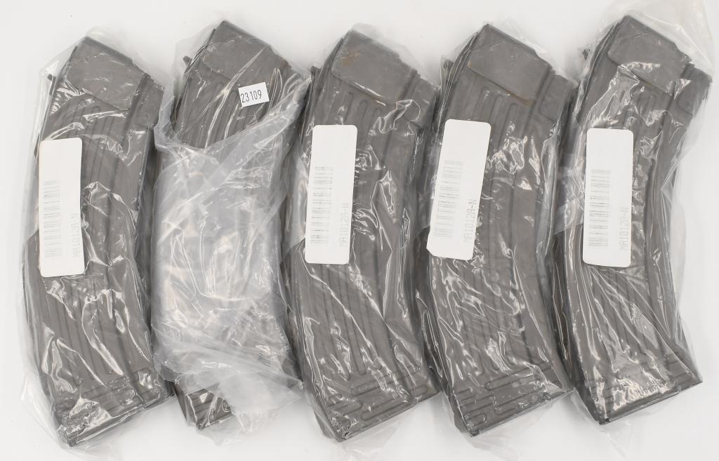 (5) Korean AK-47 Steel Mags: lot contains 5 new in the package Korean AK-47 Steel magazines 7.623x39 Blue 30 round,