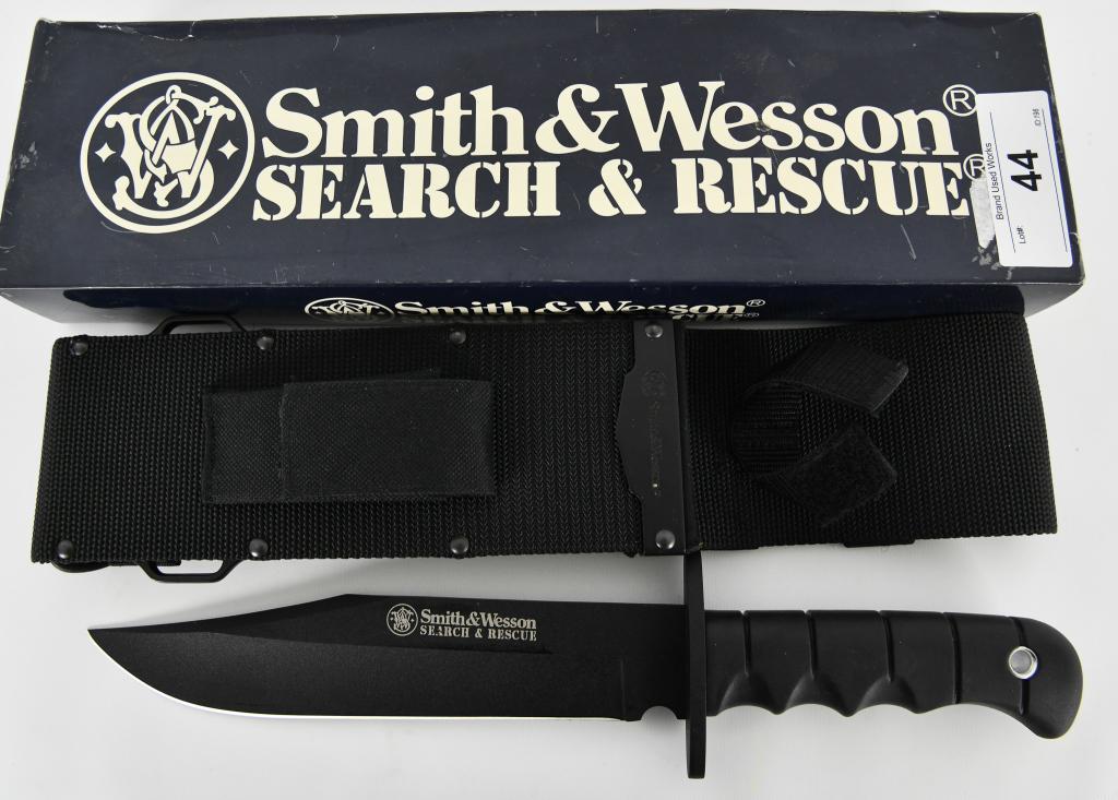 S&W Search and Rescue Fixed Blade Tactical Knife: Smith & Wesson Search and Rescue Fixed Blade Tactical Knife 8.6" Clip Point 440C Stainless Steel Blade Rubber Handle Black Folding or Fixed Blade: Fixed Blade Steel: 440C Stainless Steel Handle Materi