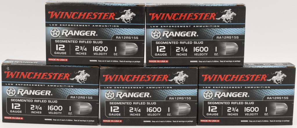 25 Rounds Of Winchester 12 Ga Rifled Slug: Shotshells; 25 Rounds Of Winchester 12 Ga Rifled Slug Shotshells, Law Enforcement Ammunition, 2 3/4" 1600 Velocity 1 Oz Slug, Made In USA Segmented Rifled Slug Ammunition,