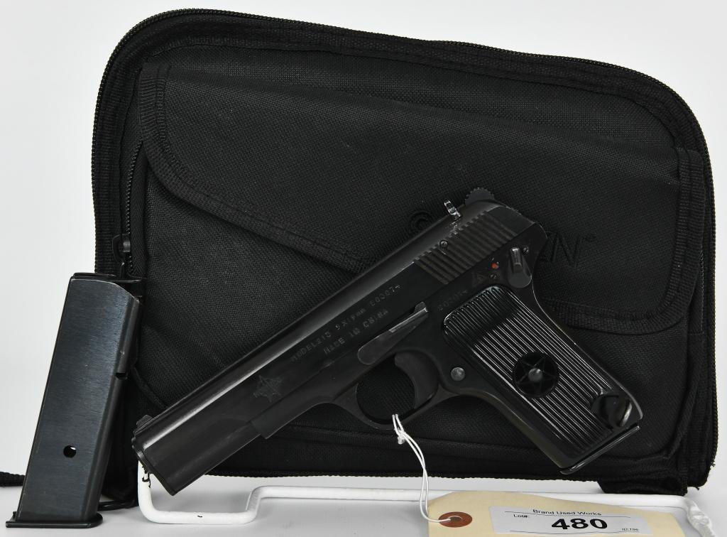 Norinco Tokarev Type 54 Model 213 9mm: Up Next is a Mint Norinco Model 213 9x19mm Semi Auto Pistol. The pistol features a 4 1/2" barrel, blued finish, and manual safety. It Comes With Two Magazines and a Nice Allen Padded Softcase. The Rus