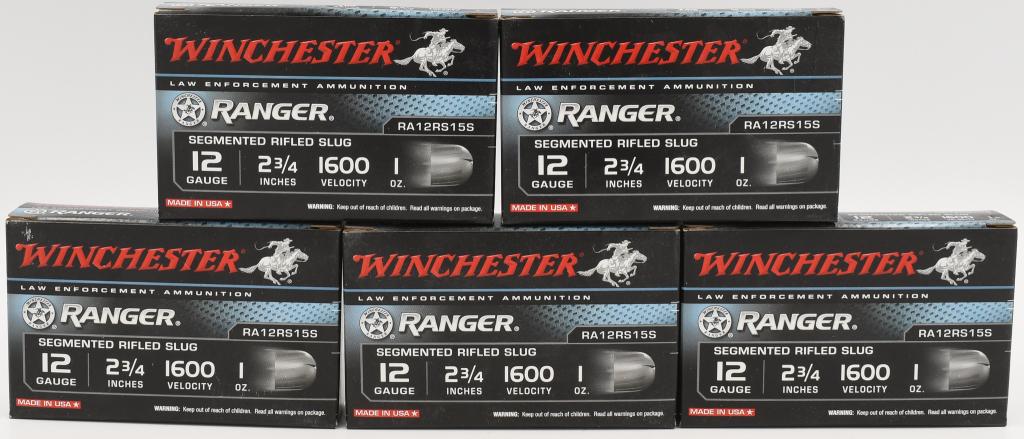 25 Rounds Of Winchester 12 Ga Rifled Slug: Shotshells; 25 Rounds Of Winchester 12 Ga Rifled Slug Shotshells, Law Enforcement Ammunition, 2 3/4" 1600 Velocity 1 Oz Slug, Made In USA Segmented Rifled Slug Ammunition,
