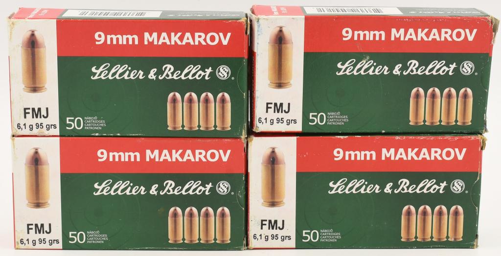 175 Rounds of Sellier & Bellot 9x18 Makarov Ammo: 175 Rounds of Sellier & Bellot 9x18 Makarov Ammo 95 Grain FMJ Sellier & Bellot has been relied upon for quality ammunition since 1825. This imported ammunition is always an excellent value and availab