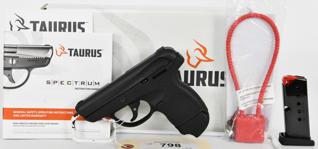 Brand New Taurus Spectrum Semi Auto Pistol .380: Up Next We Have a Brand New Taurus Spectrum Semi Auto Pistol Chambered in .380 ACP, It Comes in the Factory Box With Two Magazines, Lock, and Paperwork. More From The Internet Below: The Taurus Spectr