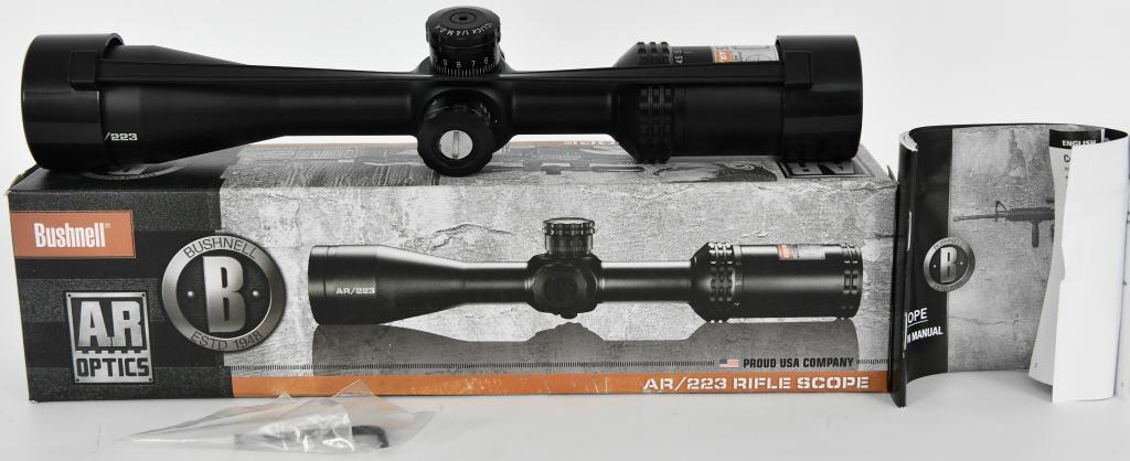 NIB Bushnell AR Optics RifleScope 4.5-18x 40mm: NIB Bushnell AR Optics RifleScope 4.5-18x 40mm Side Focus Matte Second focal plane Fully multi-coated optics Side Parallax focus 1" Tube diameter If you are looking for accuracy and reliability for ev