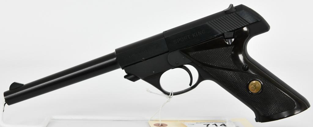 High Standard Model Sport King Semi Auto .22 LR: Up Next We Have a High Standard Model Sport King Semi Auto Pistol Chambered in .22 LR With a 6 3/4" Barrel. Comes with one Magazine, 2 Piece Plastic Grips, Detachable Barrel, Serial # 2395666 Overall 
