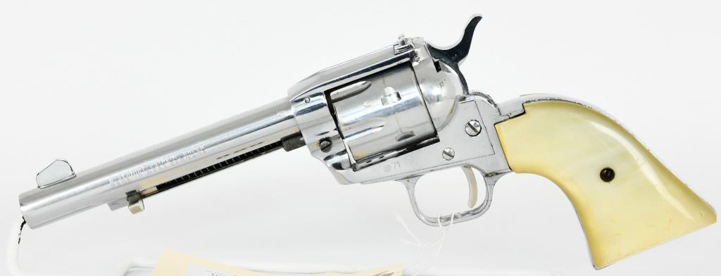 H. Schmidt HS Model 21 S Revolver .22 LR: Up Next We Have a H. Schmidt HS Model 21 S Revolver Chambered in .22 LR, Nice Chrome Finish with Faux Pearl Grips, 5 1/2" Barrel, Overall in Excellent Condition.