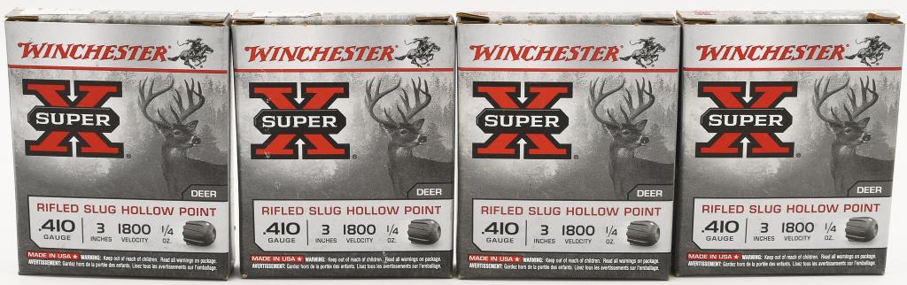 20 Rounds Of Winchester Super-X .410 Ga Slugs: 20 Rounds Of Winchester Super-X .410 Ga Rifled Slug Shotshells, 3" 1800 Velocity , 1/4 Oz Rifled Slug Hollow Point For Deer Hunting, Made In USA For superior slug performance, you can't beat the stopp