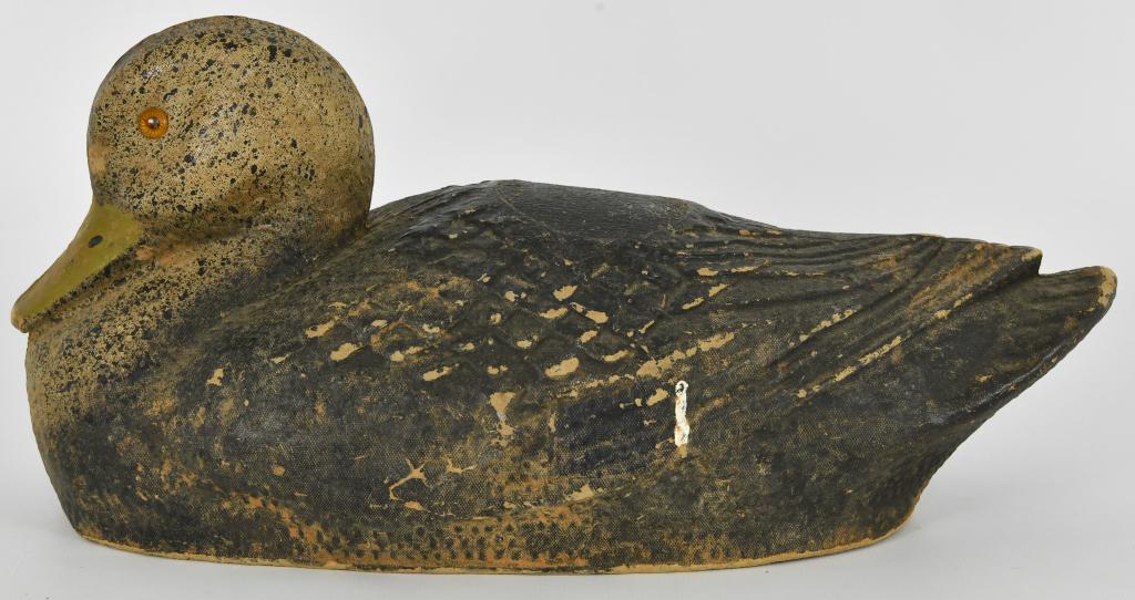 Antique Paper Mache Duck Decoy unmarked: Ariduk. General Fibre Co. also produced decoys for Sears Roebuck and JC Higgins! They produced their model 200 series of decoys in mallard, bluebill, pintail, canvasback and black duck species., NOTE;