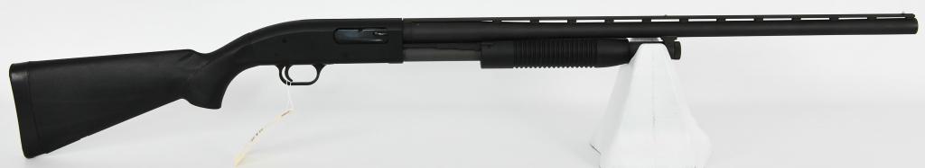Mossberg Model 88 Maverick 12 GA Pump Shotgun: Here is a Mossberg Model 88 Maverick 12 GA Pump Shotgun with a 28" vent rib barrel, with an accu-choke, Chambered for 2 3/4 & 3" shells. front and mid bead sight, synthetic furniture. This shotgun is 