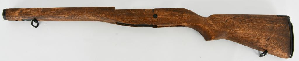 USGI Military M1A wood stock with Metal Kit: this lot contains a USGI Military M1A wood stock could be birch wood, real nice stock comes with the M1A USGI STOCK METAL SET - G/VG, buttplate and screws, rear swivel, stock liner and screws, front s