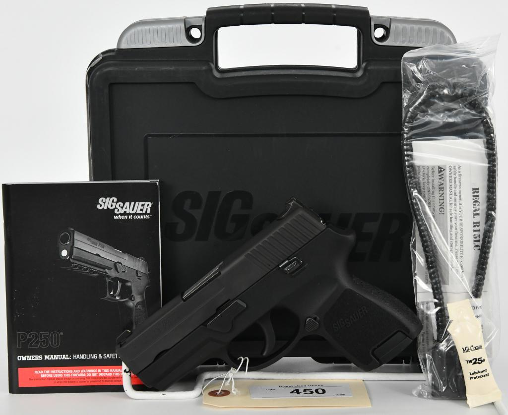 Sig Sauer P250 Sub Compact 9MM Semi Auto Pistol: Up Next We Have a Sig Sauer P250 Sub Compact Semi Auto Pistol Chambered in 9MM and it Comes in The Factory Hardcase With One Magazine, & Lock. Overall in Excellent Like New Condition. Nitron Sights, S