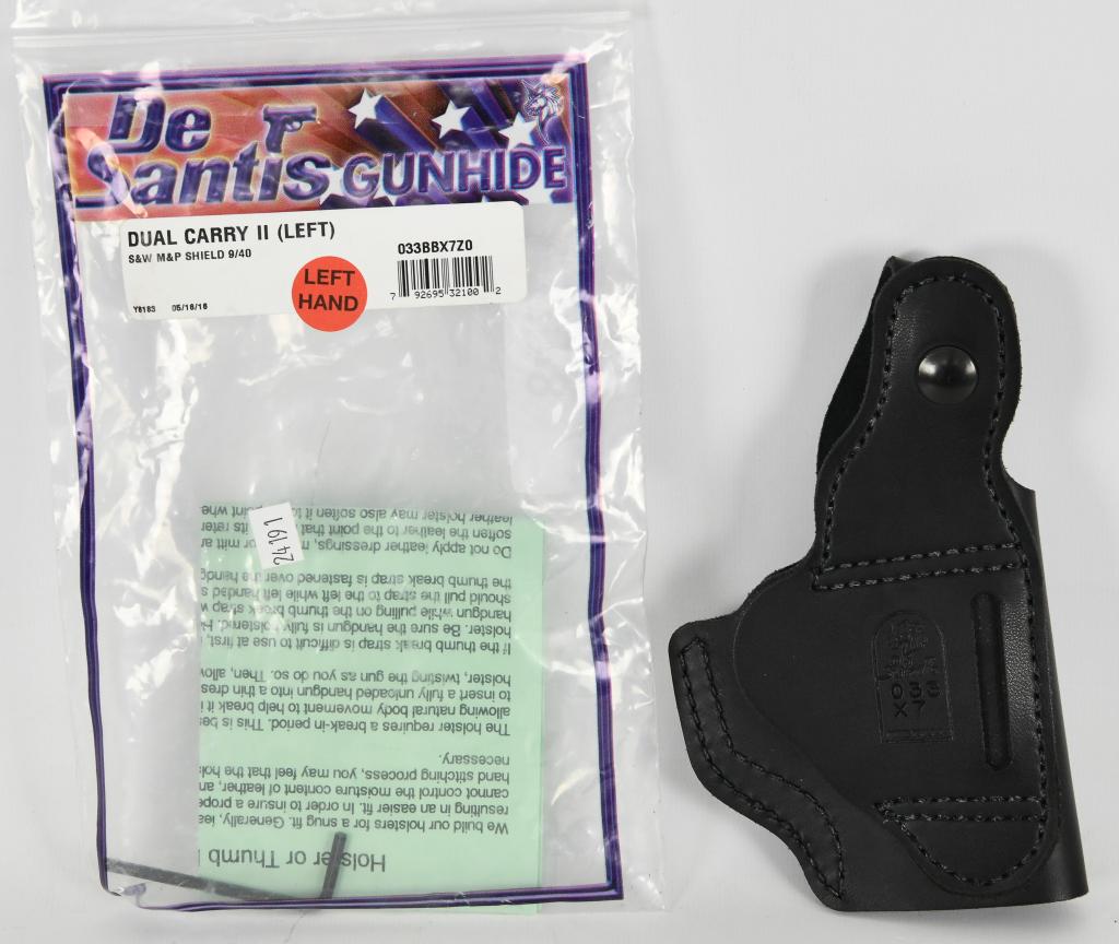 De Santis Gun Hide Dual Carry II Left Handed: Holster; De Santis Gun Hide Dual Carry II Left Handed Holster, S&W M&P Shield Holster Black Color