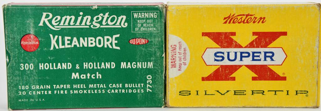 24 Rounds Of 300 H&H Magnum Ammunition: 24 Rounds Of 300 H&H Magnum Ammunition, 16 Rounds Are Remington Kleanbore Match Grade 180 Grain Taper Heel Metal Case In Original & 8 Rounds Are Western Super-X Silver Tip 150 Grain Express Ammunition
