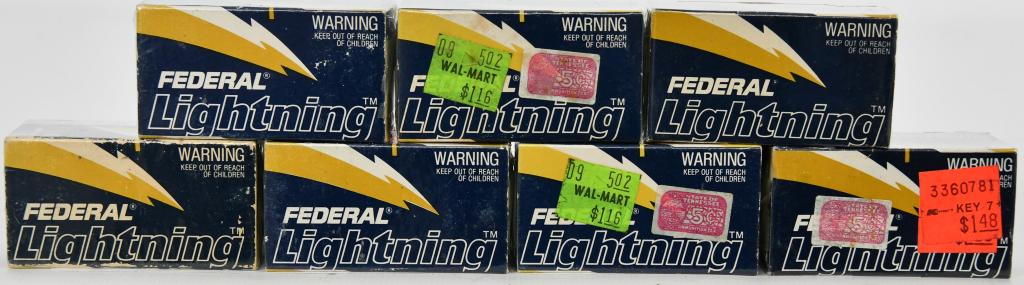 350 Rounds Of Federal Lightning .22 LR Ammunition: 350 Rounds Of Federal Lightning .22 LR Ammunition, Non Corrosive Priming, High Velocity, Rim Fire Ammo, All Boxes Come Cellophane Wrapped