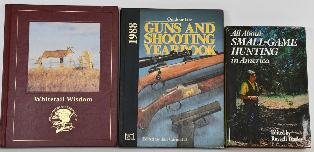 Lot of 3 Hardback Hunting Books see below: This lot contains Three hardback books which come to you in nice pre owned condition: one book is 1976 Book, ALL ABOUT SMALL-GAME HUNTING IN AMERICA edited by Russell Tinsley Hardcover – January 1,