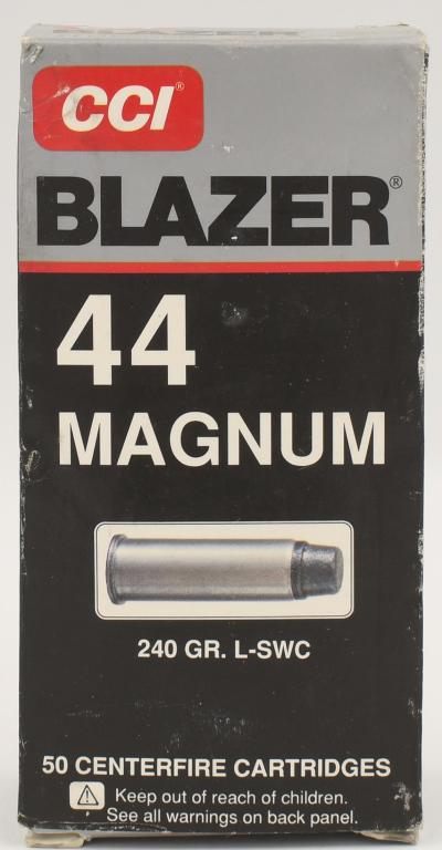 50 Rounds Of CCI Blazer .44 Magnum Ammunition: 50 Rounds Of CCI Blazer .44 Magnum Ammunition 240 Grain L-Semi Wad Cutters