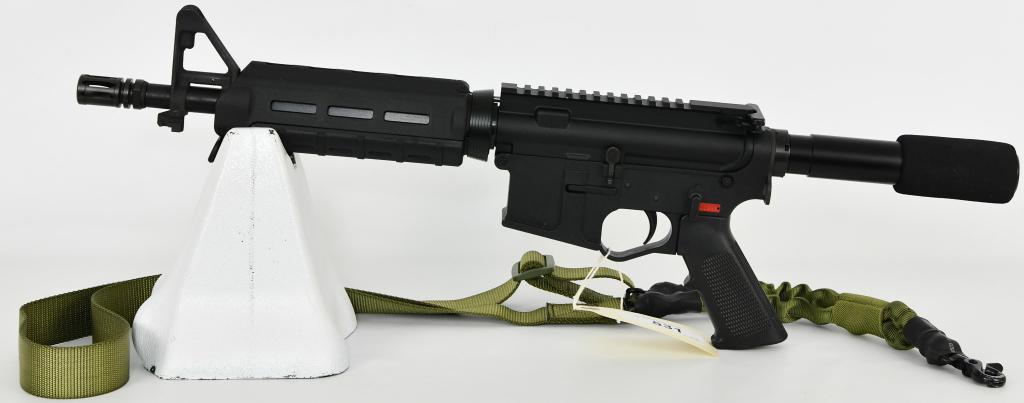 SFI Surefire SFI-15 AR-15 Pistol 5.56 NATO Gas: Up Next We Have a SFI Surefire Institute Model SFI-15 AR-15 Pistol Chambered in 5.56 NATO, Gas Piston, Polymer Lower, Pistol Grip, Magpul Foregrip, A1 Sight and Bayonet Lug, Birdcage Flash Hider, Fron