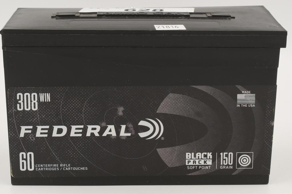 60 Rounds Of Federal .308 Win Ammunition: 60 Rounds Of Federal .308 Win Ammunition Black Pack 150 Grain Soft Point Center Fire Ammunition , Comes With Small Plastic Ammunition Container