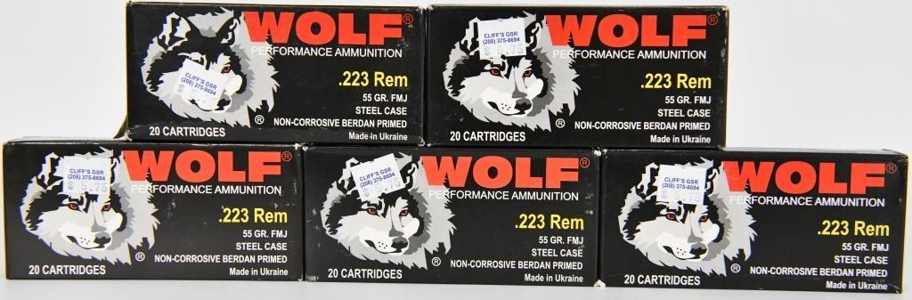 100 Rounds Of Wolf Performance 223 Rem Ammo: 100 Rounds Wolf Performance 223 Remington Ammo Wolf Performance 223 Remington Ammo 55 Grain FMJ Steel Case Berdan Primed Manufacturer WOLF POLYFORMANCE AMMO Caliber 223 REMINGTON AMMO Bullet Type Full