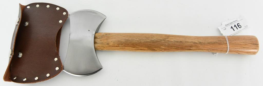 Timber Wolf Battle Throwing Axe Double Sided: Up Next We Have a Timber Wolf Battle Throwing Axe Double Sided Need a small axe that is durable and a tough tool for big tasks? This Timber Wolf Battle Axe is handy to store and carry. Constructed of 