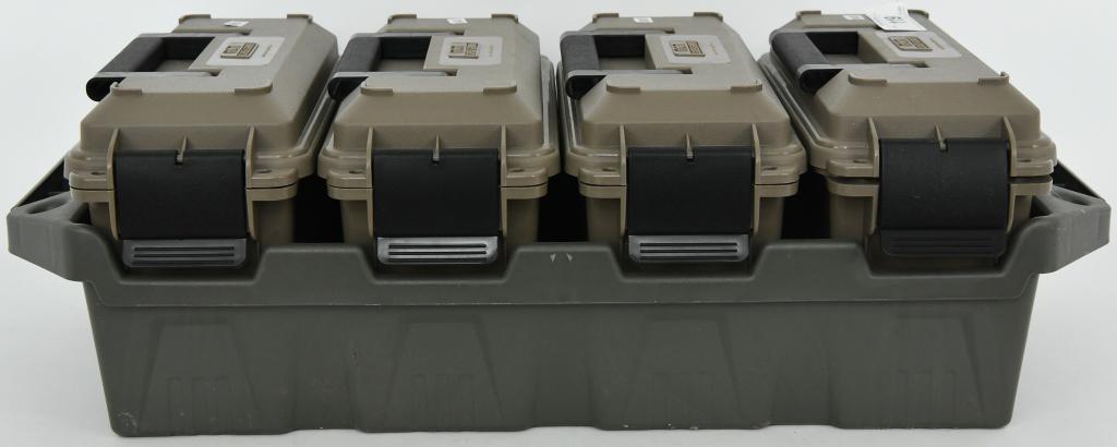 MTM 4-Can Ammo Crate Combo with 4 Ammo Cans: Up Next We Have a MTM 4-Can Ammo Crate Combo with 30 Caliber Cans, Polymer in Dark Earth. The MTM 4-Can Ammo Crate is a rugged tactical carrying crate for multi-caliber storage and transport. The MTM 