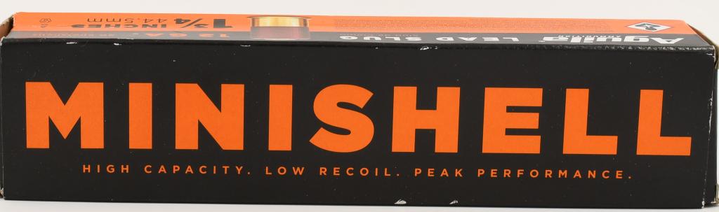 20 Rounds Aguila Minishell 12 Gauge Ammunition: 20 Rounds Aguila Minishell 12 Gauge Ammunition 20 Rounds 1-3/4" Length 7/8oz Lead Slug 1250fps Aguila Minishell Ammunition 1C128974 12 Gauge 1-3/4" Shell Length 7/8oz Slug Lead Muzzle Velocity 1250fps