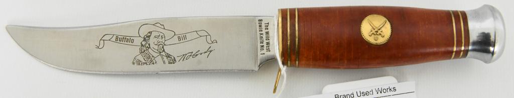 The Wild West Bowie Knife # 1 Buffalo Bill: Up Next We Have The Wild West Bowie Knife # 1 Buffalo Bill, Stainless Styeel Blade, 5" Blade, 9" Overall Length.