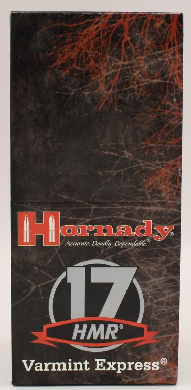 500 Rounds Of Hornady V-Max .17 HMR Ammunition: 500 Rounds Of Hornady V-Max .17 HMR Ammunition Designed around the hard-hitting performance of the famous Hornady V-Max bullet, this ammunition is specifically designed for supremely accurate long-ran
