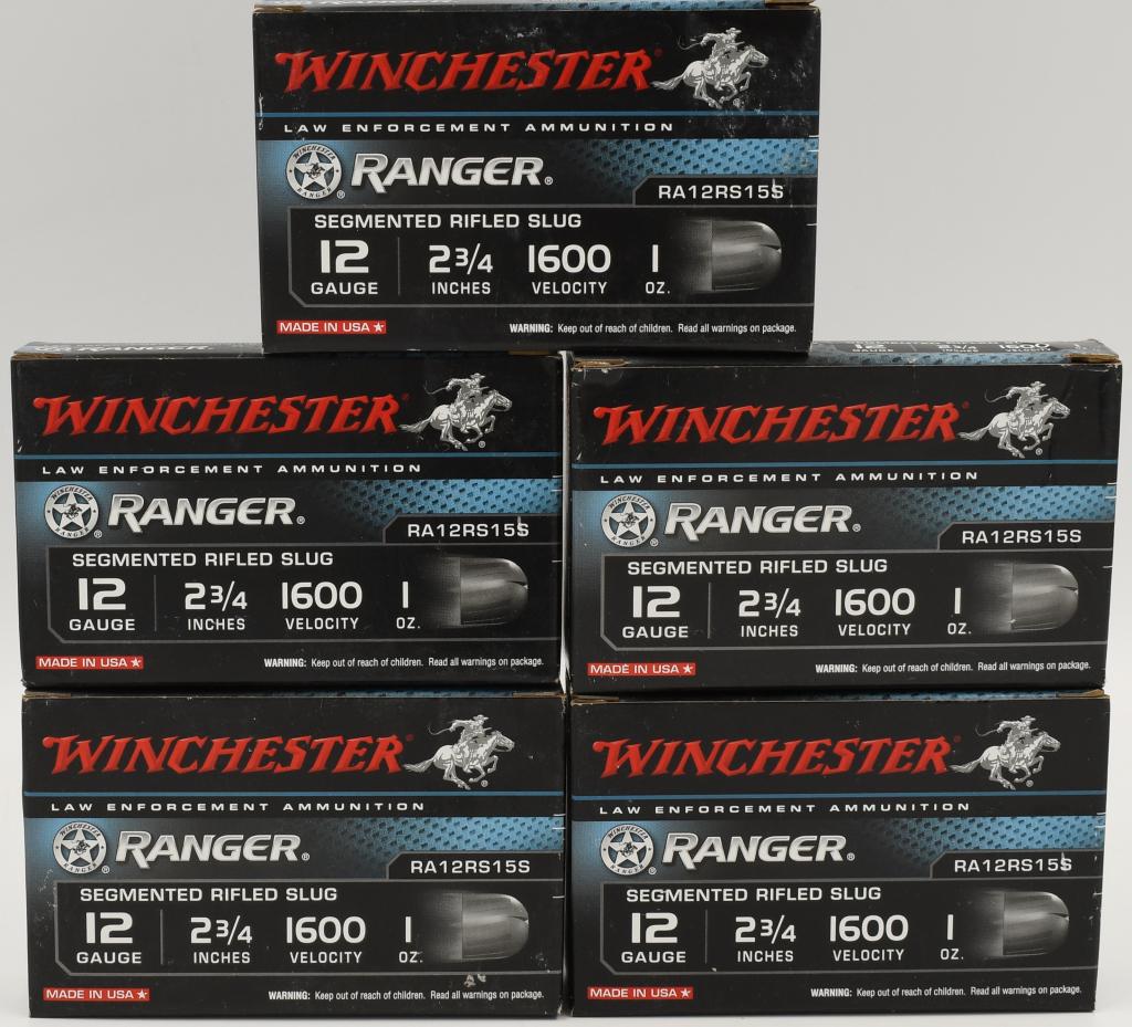 20 Rounds Of Winchester 12 Ga Rifled Slug: Shotshells; 20 Rounds Of Winchester 12 Ga Rifled Slug Shotshells, Law Enforcement Ammunition, 2 3/4" 1600 Velocity 1 Oz Slug, Made In USA Segmented Rifled Slug Ammunition,