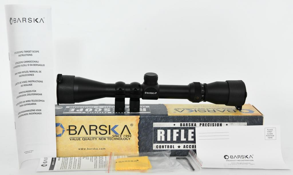Barska, 3-9x40mm, P4, Tactical Rifle Scope: Whether you're plinking at the range or taking care of varmint, the Barska Black Hawk Tactical Rifle Scope is an excellent choice. It features a big 3-9X magnification that brings the action in close 