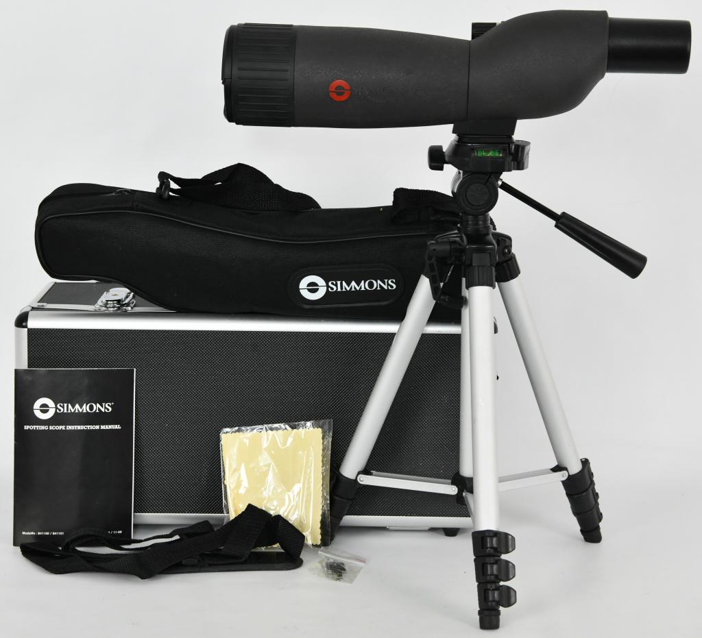 Simmons Prosport Spotting scope Set: Lot contains a like new condition Simmons Prosport Spotting Scope with Tripod, real nice carrying case and soft case for the scope itself, the manual and cloth is included, wowza! nice little set up f